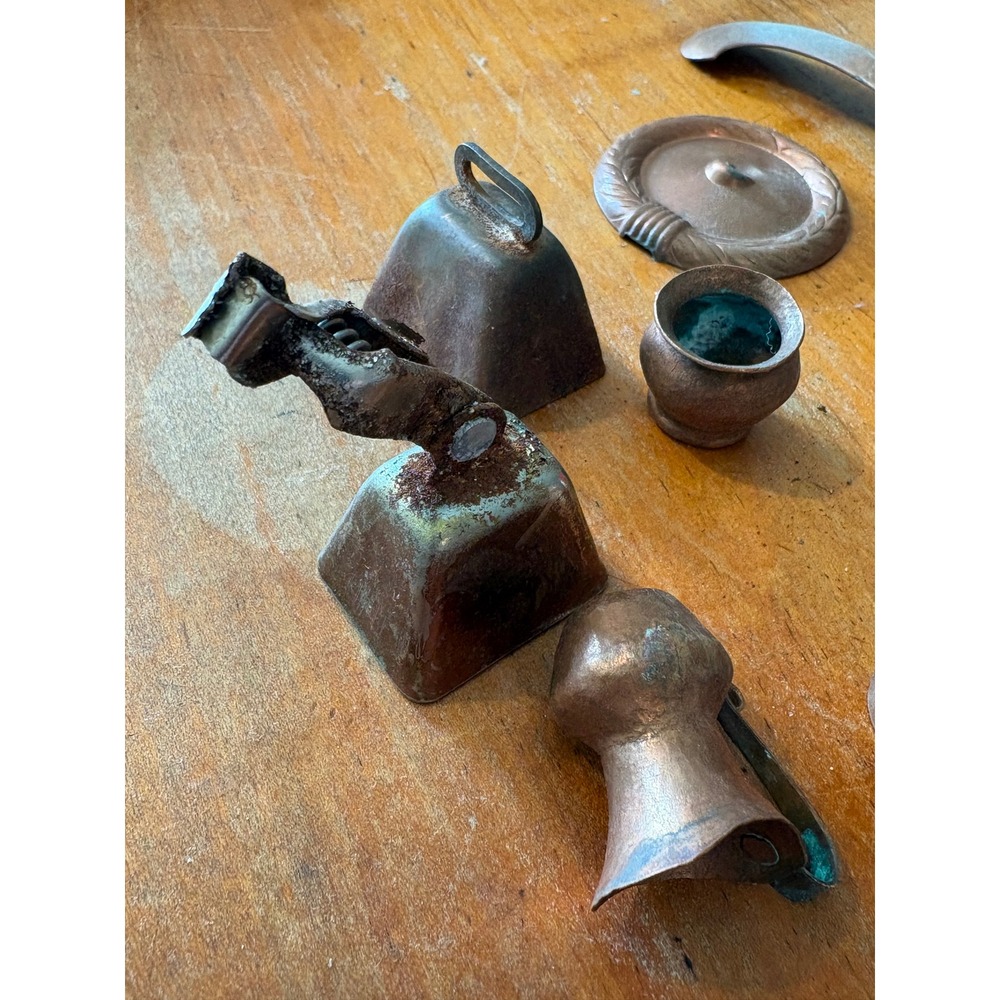 Vintage Copper Mini Kitchen Utensils Lot Bells Ladle Scoops Decor - Picture 5 of 7